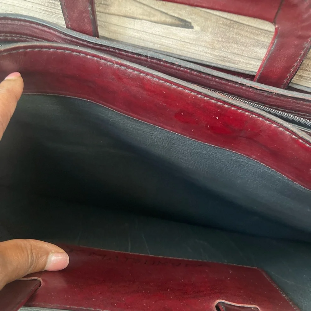 GOLD PFEIL Burgundy Leather Briefcase-Preowned